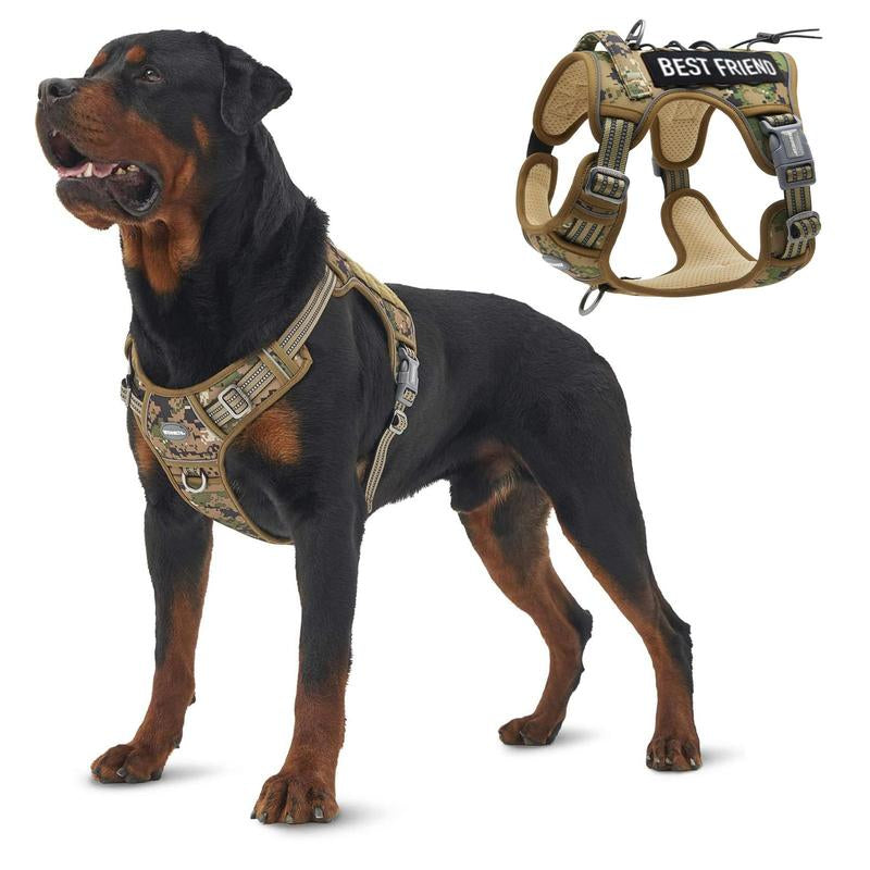 Auroth Tactical Dog Harness - No Pull, Adjustable & Reflective for All Sizes - Ultimate Control & Comfort for Your Pet!