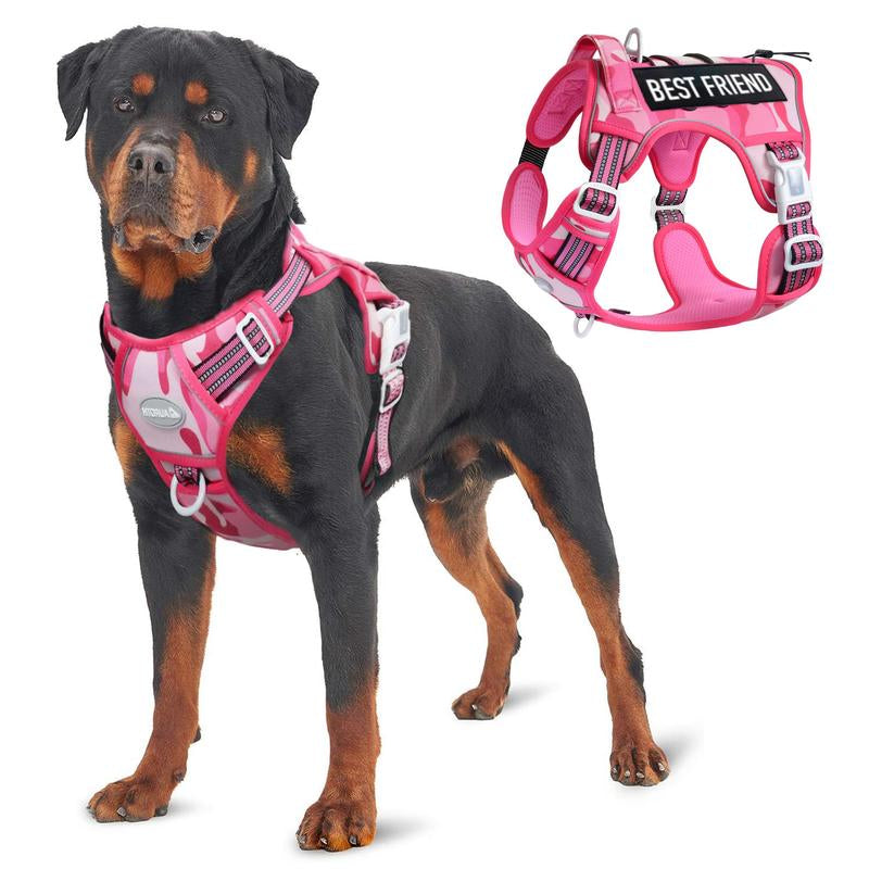 Auroth Tactical Dog Harness - No Pull, Adjustable & Reflective for All Sizes - Ultimate Control & Comfort for Your Pet!