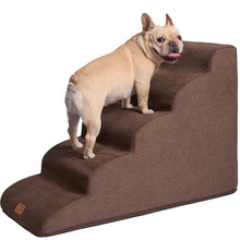 Load image into Gallery viewer, Curved Dog Stairs, 3-5 Steps Pet Stairs with Zipper Design, Compactble Dog Steps for High Beds, Couch Sofa and Chair, Non-Slip Balanced Pet Steps with Handles