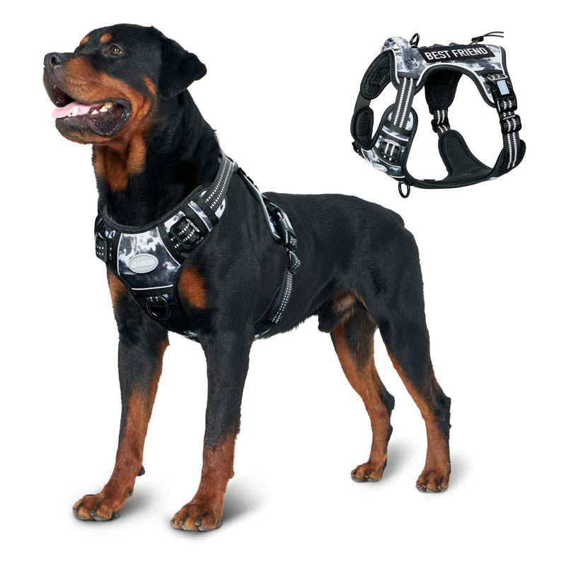 Auroth Tactical Dog Harness - No Pull, Adjustable & Reflective for All Sizes - Ultimate Control & Comfort for Your Pet!