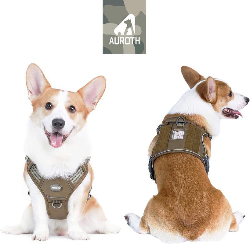 Auroth Tactical Dog Harness - No Pull, Adjustable & Reflective for All Sizes - Ultimate Control & Comfort for Your Pet!