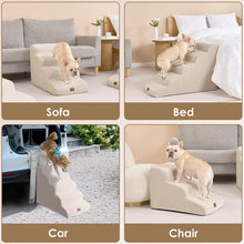 Load image into Gallery viewer, Curved Dog Stairs, 3-5 Steps Pet Stairs with Zipper Design, Compactble Dog Steps for High Beds, Couch Sofa and Chair, Non-Slip Balanced Pet Steps with Handles