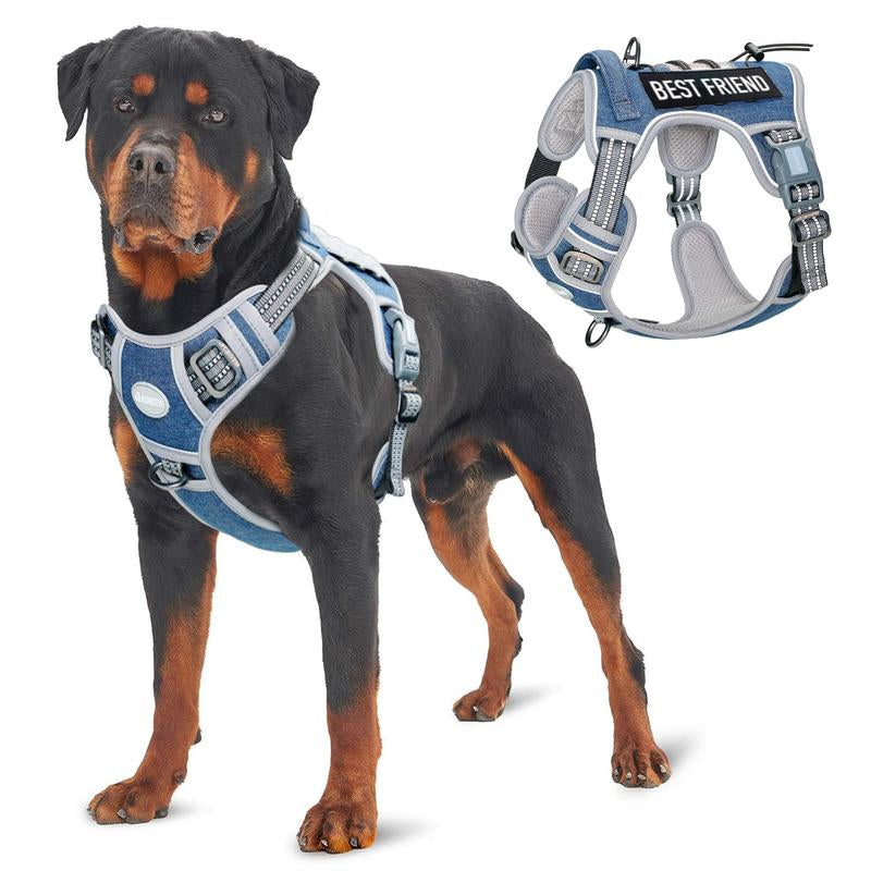 Auroth Tactical Dog Harness - No Pull, Adjustable & Reflective for All Sizes - Ultimate Control & Comfort for Your Pet!