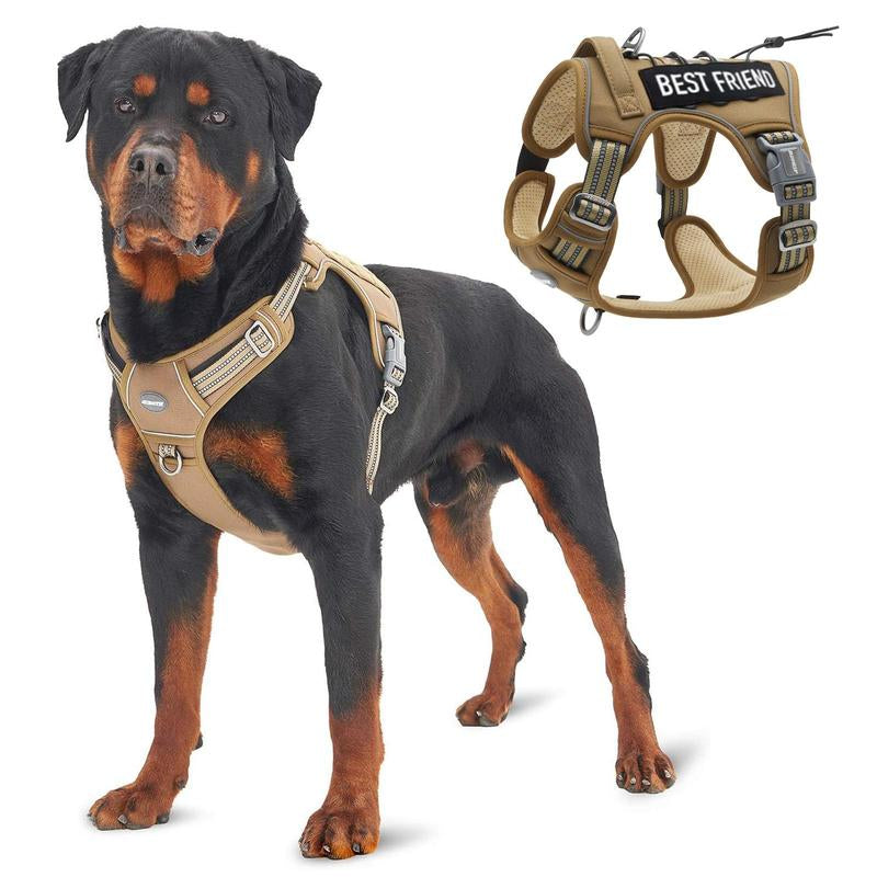 Auroth Tactical Dog Harness - No Pull, Adjustable & Reflective for All Sizes - Ultimate Control & Comfort for Your Pet!