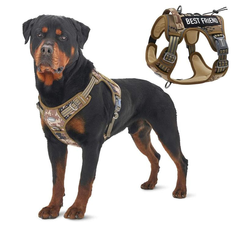 Auroth Tactical Dog Harness - No Pull, Adjustable & Reflective for All Sizes - Ultimate Control & Comfort for Your Pet!