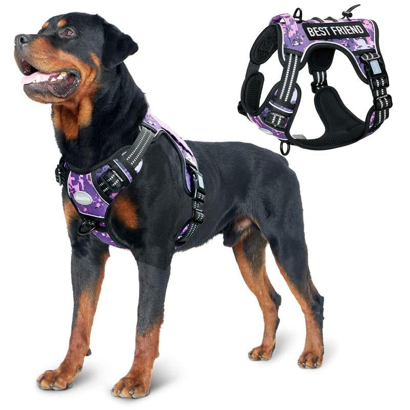 Auroth Tactical Dog Harness - No Pull, Adjustable & Reflective for All Sizes - Ultimate Control & Comfort for Your Pet!