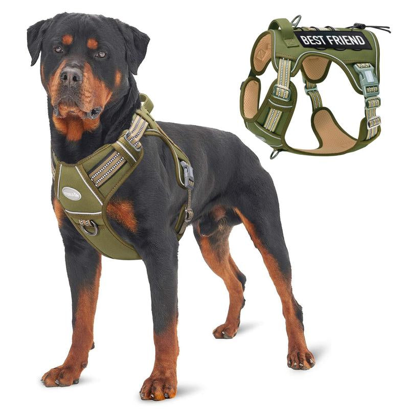 Auroth Tactical Dog Harness - No Pull, Adjustable & Reflective for All Sizes - Ultimate Control & Comfort for Your Pet!