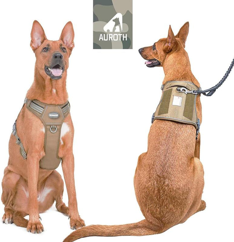 Auroth Tactical Dog Harness - No Pull, Adjustable & Reflective for All Sizes - Ultimate Control & Comfort for Your Pet!